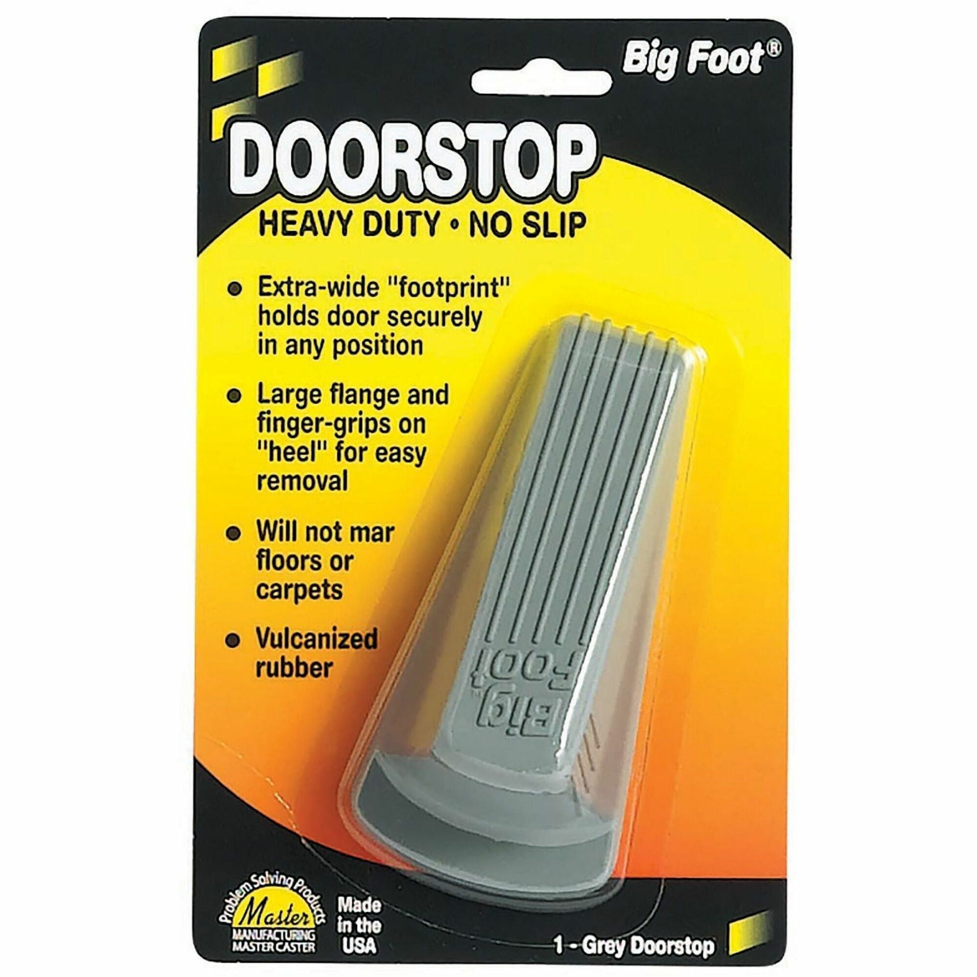 Big Foot Doorstop, No Slip Rubber Wedge, 2.25w x 4.75d x 1.25h, Gray