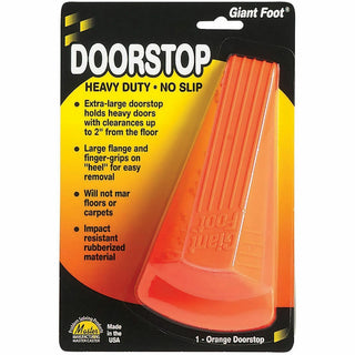 Giant Foot Doorstop, No-Slip Rubber Wedge, 3.5w x 6.75d x 2h, Safety Orange