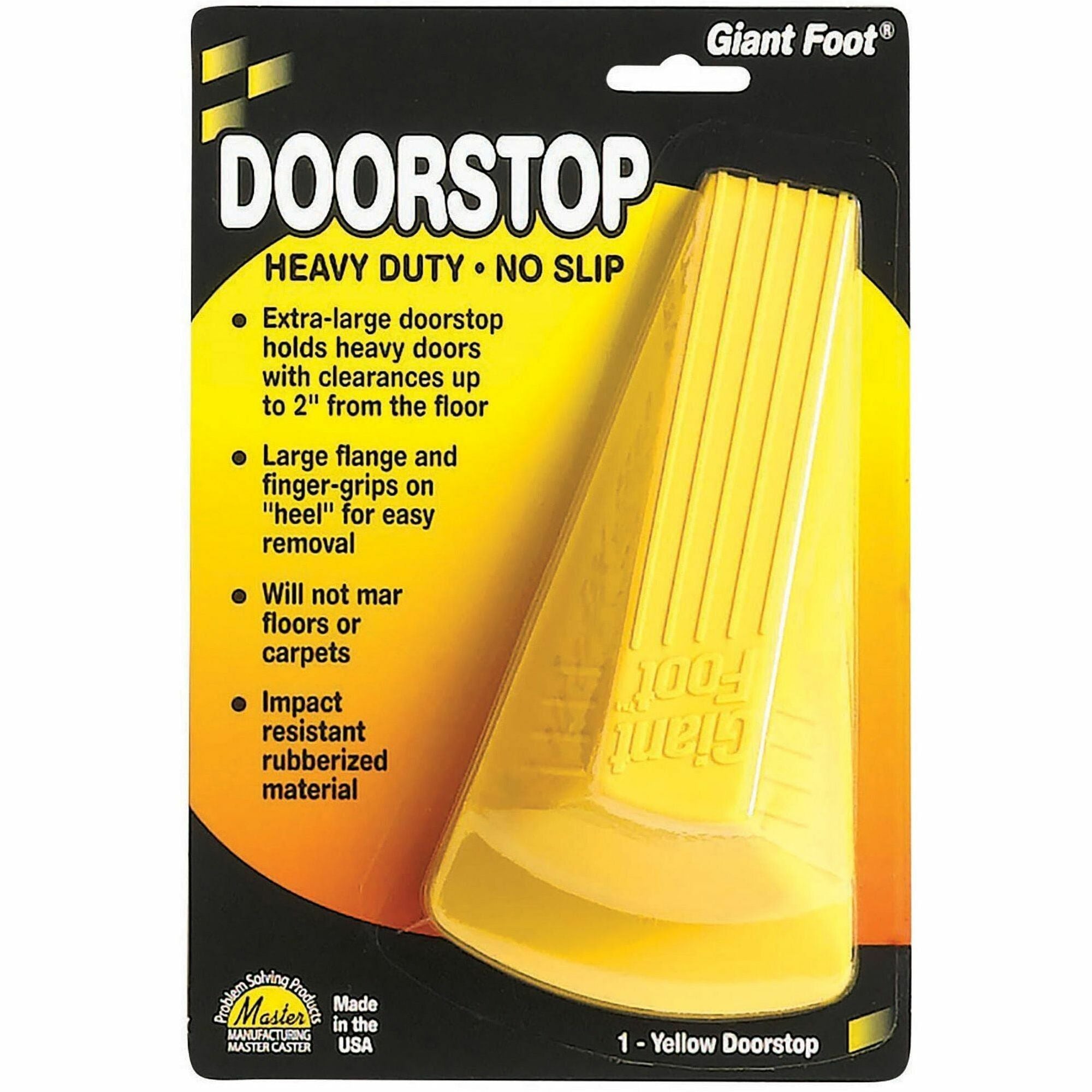 Giant Foot Doorstop, No-Slip Rubber Wedge, 3.5w x 6.75d x 2h, Safety Yellow
