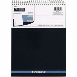 Stiff-Back Wire Bound Notepad, Medium/College Rule, Navy Cover, 70 White 8.5 x 11.5 Sheets