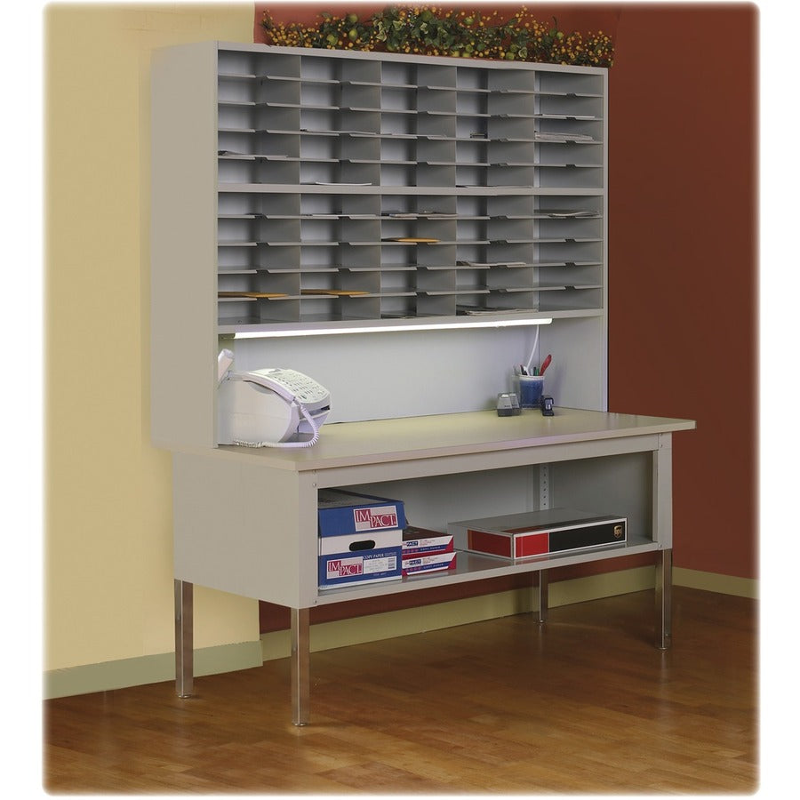 Mayline Mailflow-To-Go Sorting Table - 60" x 30"36" - 1 Shelve(s) - Finish: Chrome, Gray - Leveling Glide, Durable, Heavy Duty - 