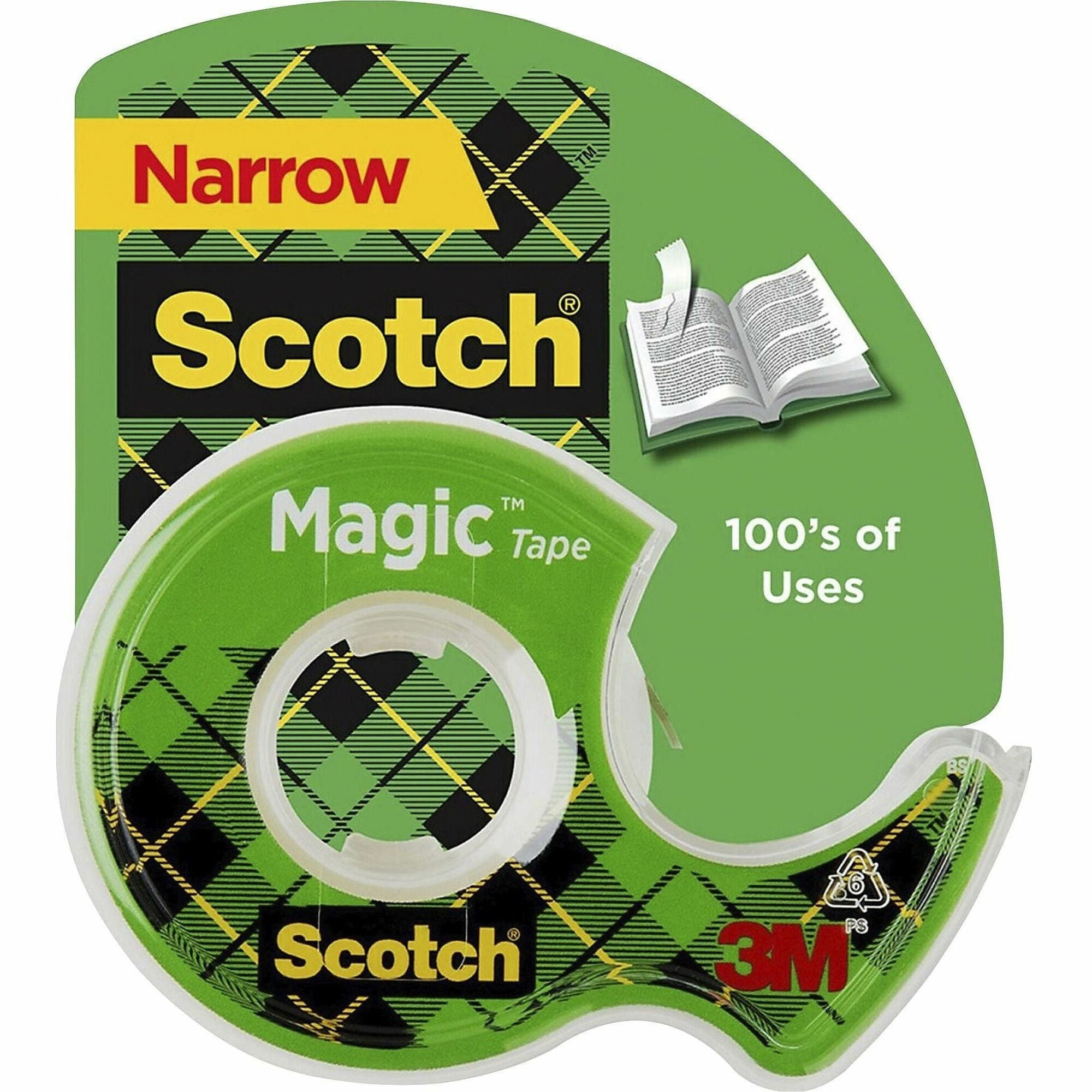 scotch-dispensing-matte-finish-magic-tape-1806-yd-length-x-075-width-1-core-permanent-adhesive-backing-dispenser-included-handheld-dispenser-split-resistant-tear-resistant-for-mending-splicing-1-roll-clear_mmm122 - 1