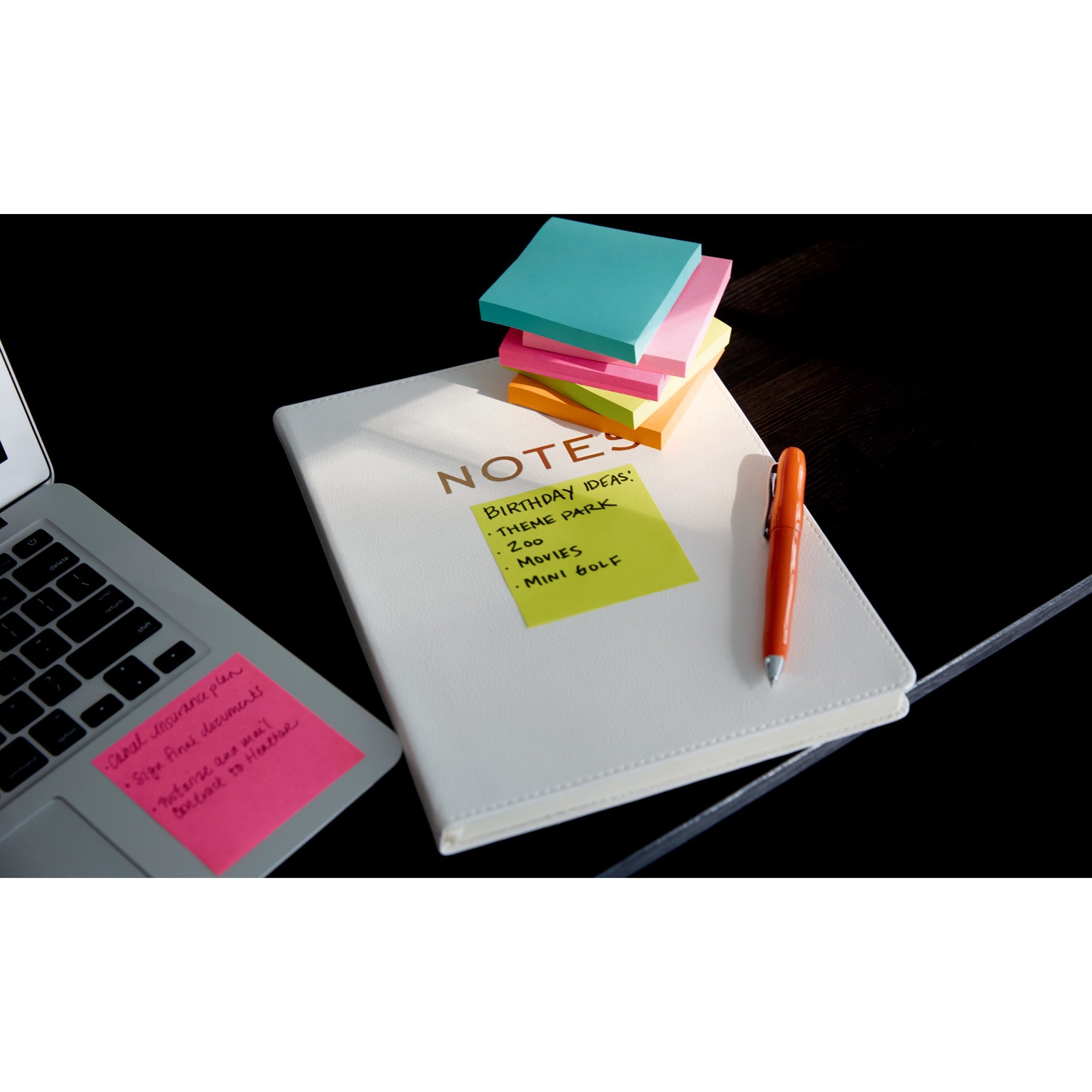 Post-it Super Sticky Notes - Supernova Neons Color Collection - 135 - 3" x 3" - Square - 45 Sheets per Pad - Unruled - Aqua Splash, Acid Lime, Tropical Pink - Paper - Self-adhesive - 3 / Pack - 