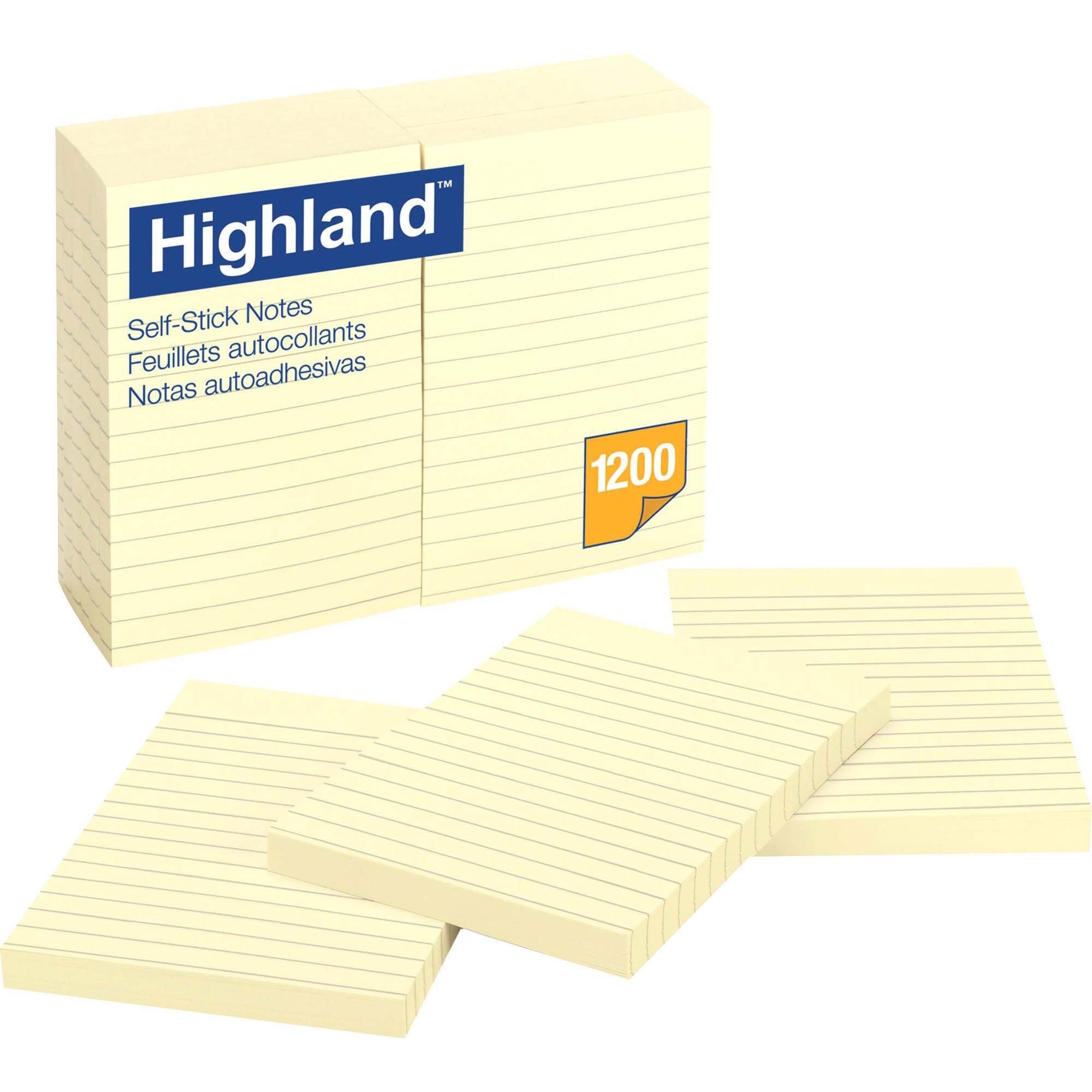 Self-Stick Notes, Note Ruled, 4" x 6", Yellow, 100 Sheets/Pad, 12 Pads/Pack
