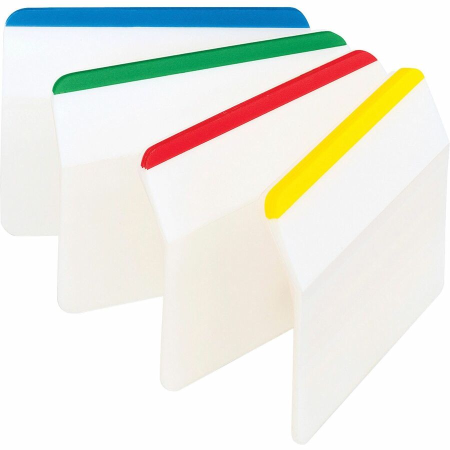 Post-it Tabs, 2" Angled Lined, Assorted Primary Colors - Write-on Tab(s) - 1.50" Tab Height x 2" Tab Width - Blue, Green, Red, Yellow Tab(s) - Repositionable - 24 / Pack - 