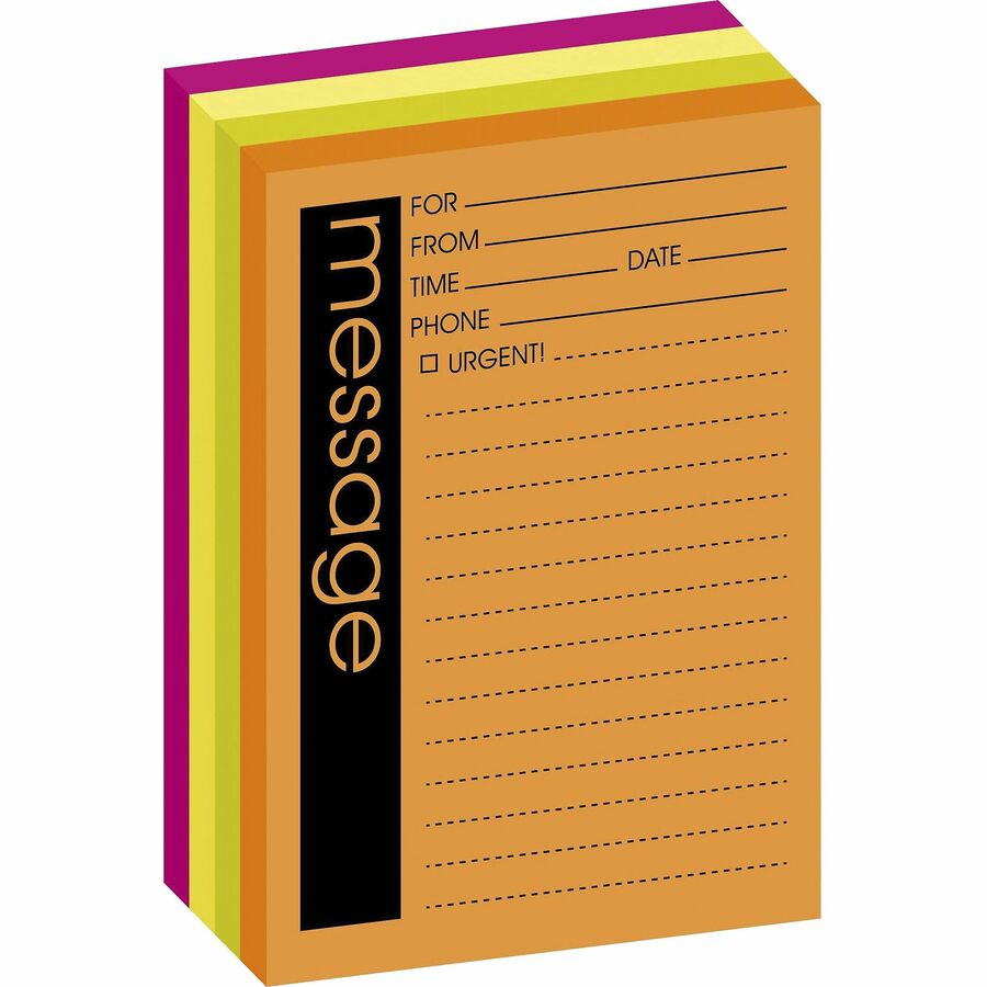Post-it Neon Important Message Pad, Sold as 1 Package, 4 Pad per Package - 2