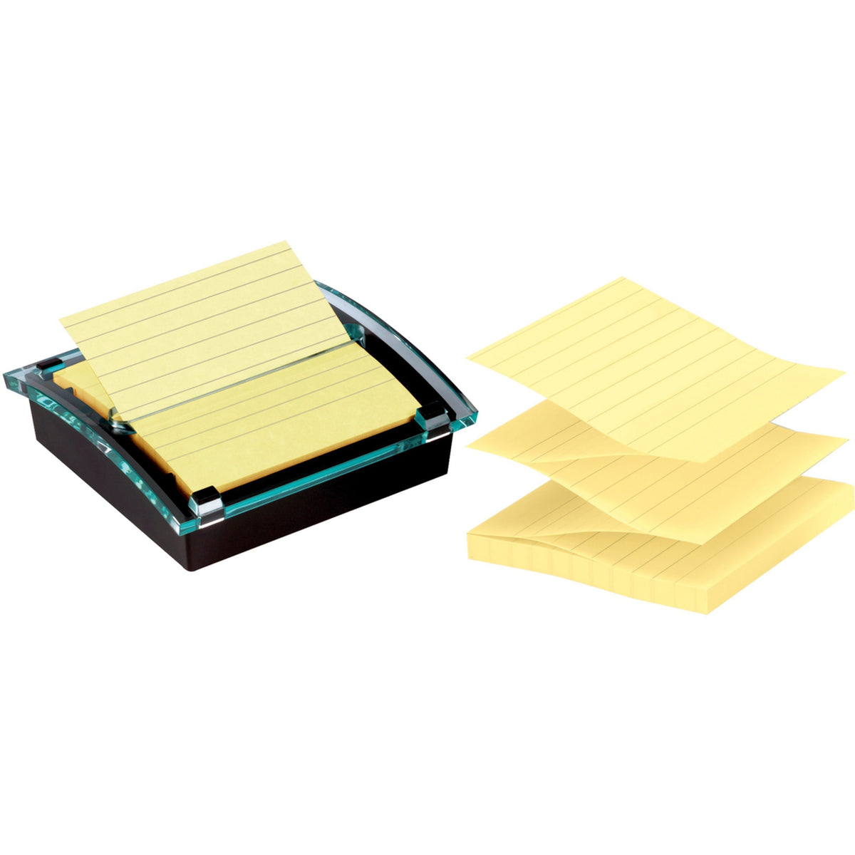 Pop-up Note Dispenser/Value Pack, For 4 x 4 Pads, Black/Clear, Includes (3) Canary Yellow Super Sticky Pop-up Pad
