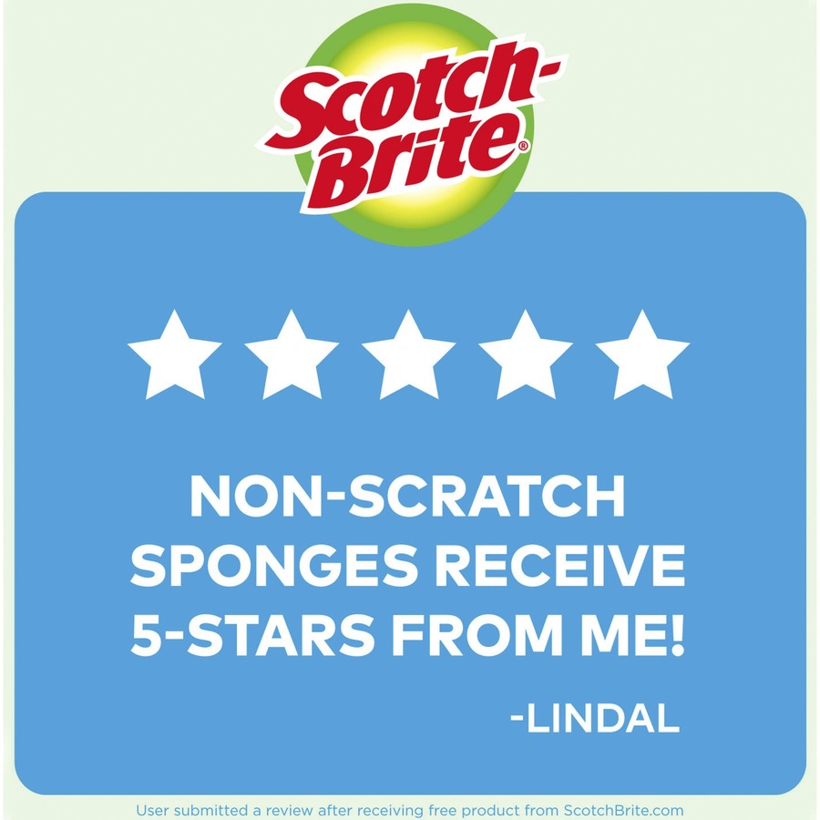 Scotch-Brite - No Scratch Multi-Purpose Scrub Sponge, 4 2/5 x 2 3/5-inch, Blue, 3/Pack, Sold as 1 PK - 6