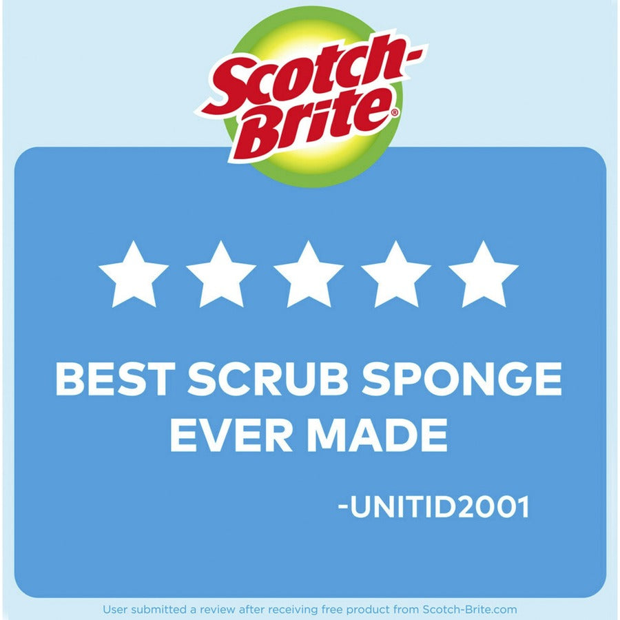 Scotch-Brite - No Scratch Multi-Purpose Scrub Sponge, 4 2/5 x 2 3/5-inch, Blue, 3/Pack, Sold as 1 PK - 7