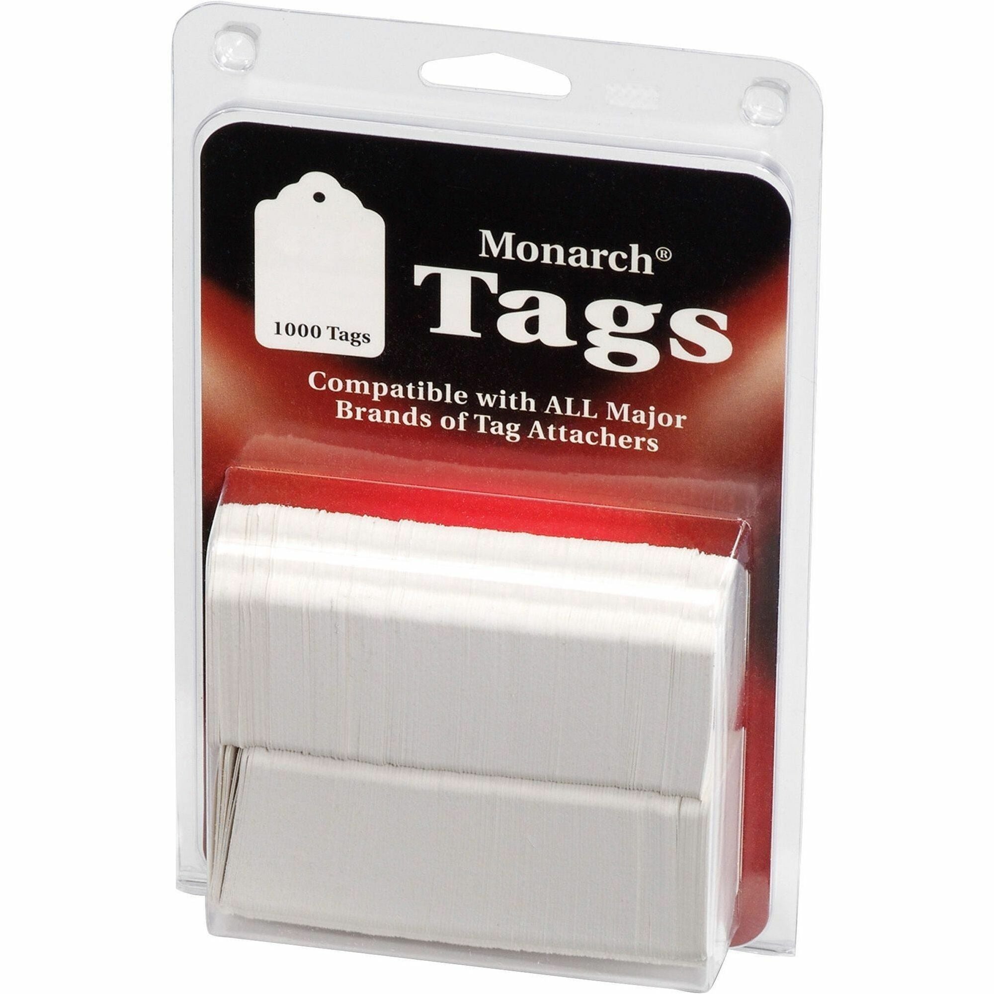 Monarch Stringless White Tags - 1.13" Length x 1.75" Width - Rectangular - 1000 / Pack - Paper - White - 