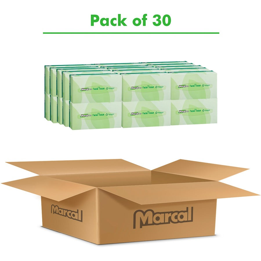 marcal-pro-facial-tissue-flat-box-2-ply-450-x-860-white-soft-absorbent-hypoallergenic-fragrance-free-dye-free-for-healthcare-office-100-per-box-30-carton_mrc2930ct - 3