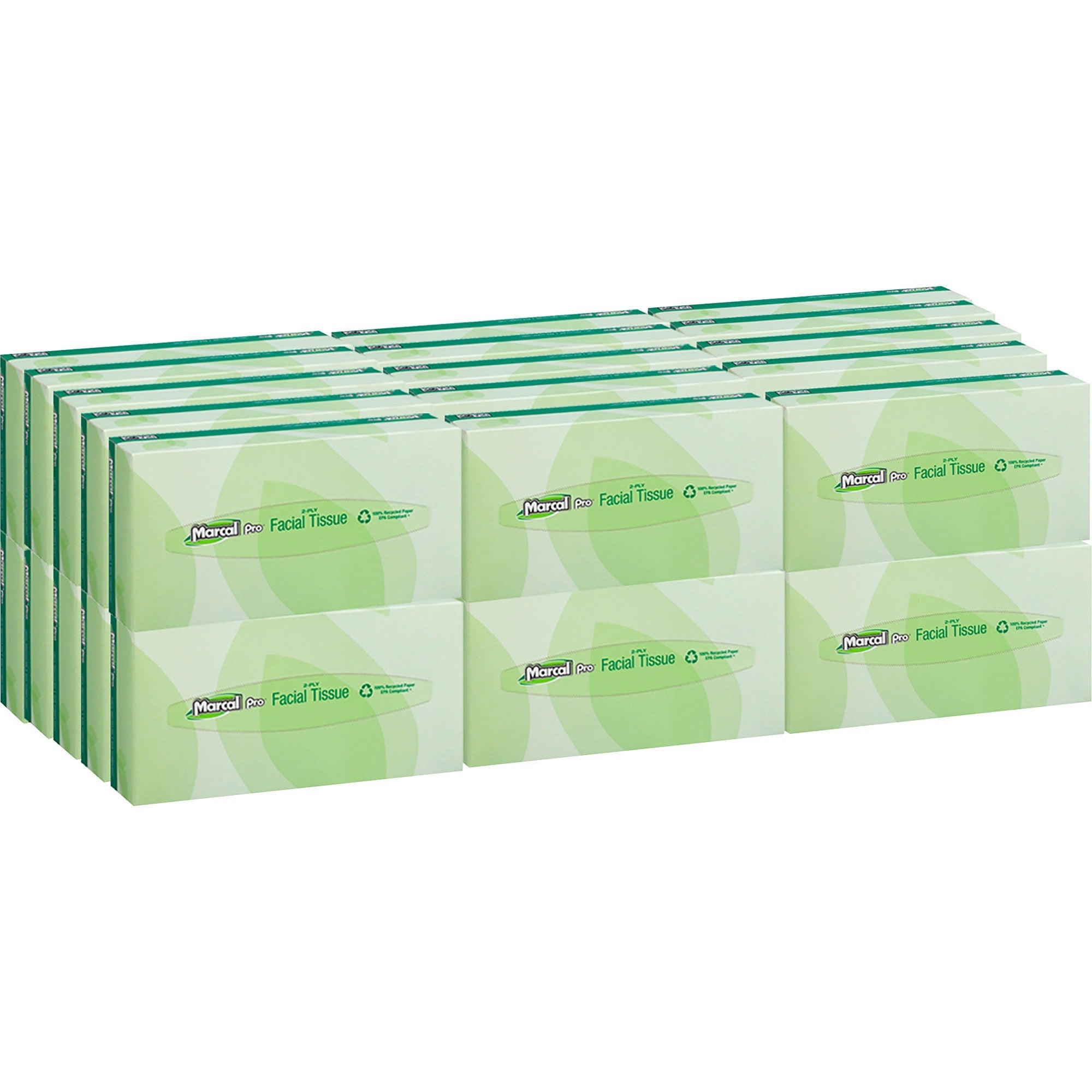 marcal-pro-facial-tissue-flat-box-2-ply-450-x-860-white-soft-absorbent-hypoallergenic-fragrance-free-dye-free-for-healthcare-office-100-per-box-30-carton_mrc2930ct - 1