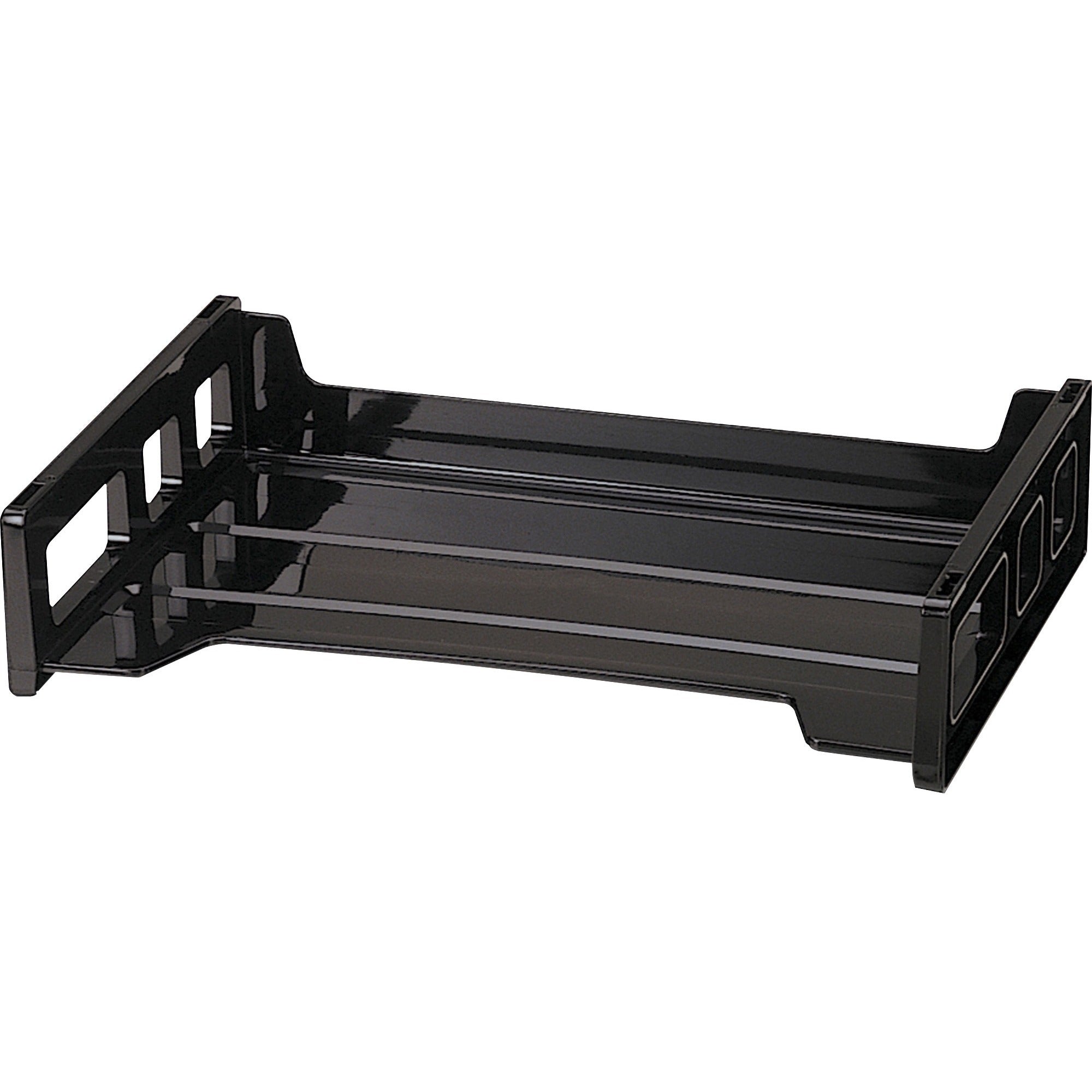 Officemate Side-Loading Desk Tray - 2.8" Height x 13.2" Width x 9" DepthDesktop - Stackable, Durable, Non-stick, Portable, Carrying Handle - Black - 1 Each - 