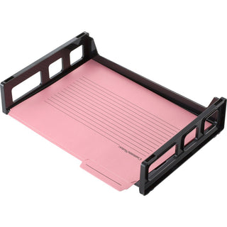Officemate Side-Loading Desk Tray - 2.8" Height x 13.2" Width x 9" DepthDesktop - Stackable, Durable, Non-stick, Portable, Carrying Handle - Black - 1 Each