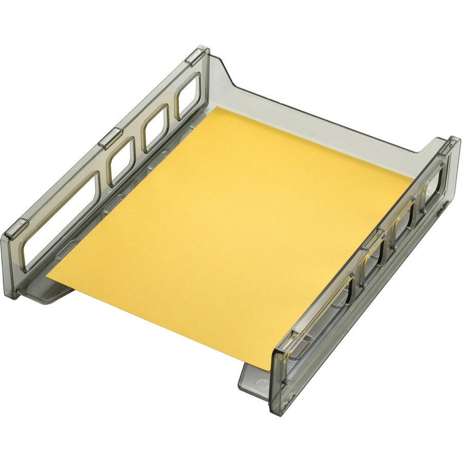 Officemate Front Load Letter Tray - 12.5" Height x 10.5" Width x 2.9" DepthDesktop - Stackable, Durable - Smoke - 1 Each