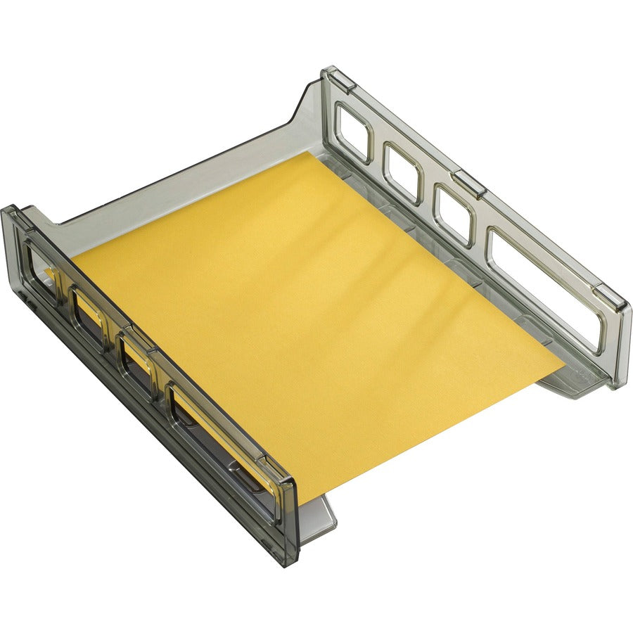 Officemate Front Load Letter Tray - 12.5" Height x 10.5" Width x 2.9" DepthDesktop - Stackable, Durable - Smoke - 1 Each