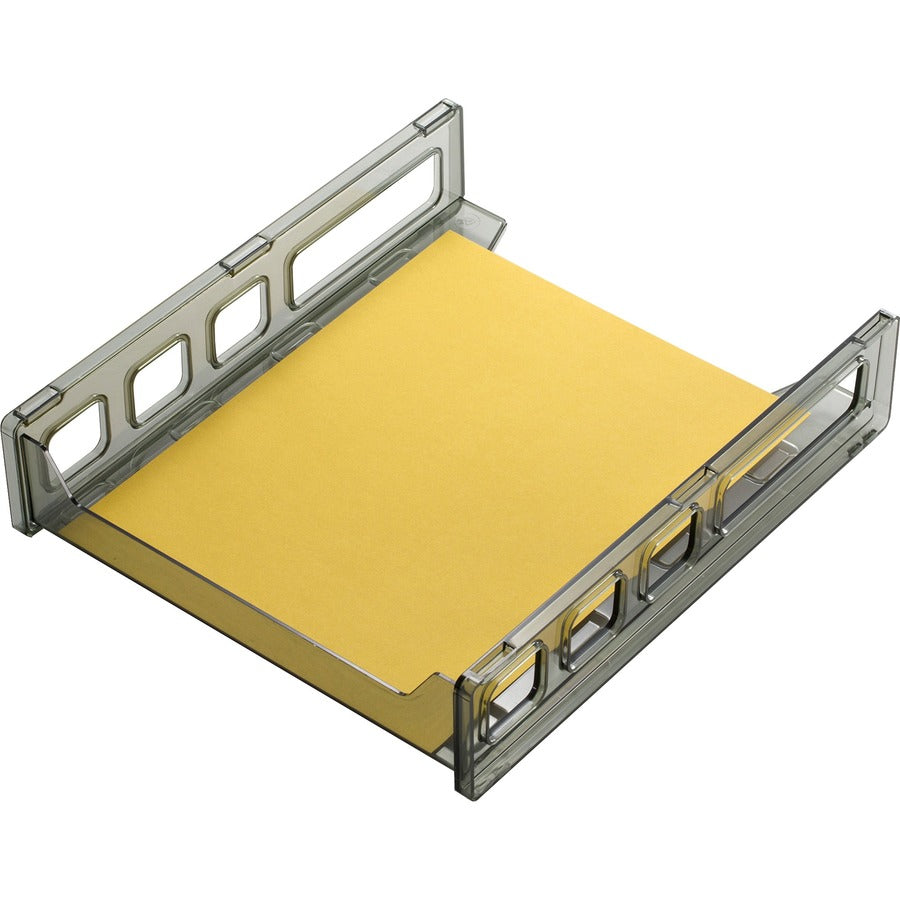 Officemate Front Load Letter Tray - 12.5" Height x 10.5" Width x 2.9" DepthDesktop - Stackable, Durable - Smoke - 1 Each