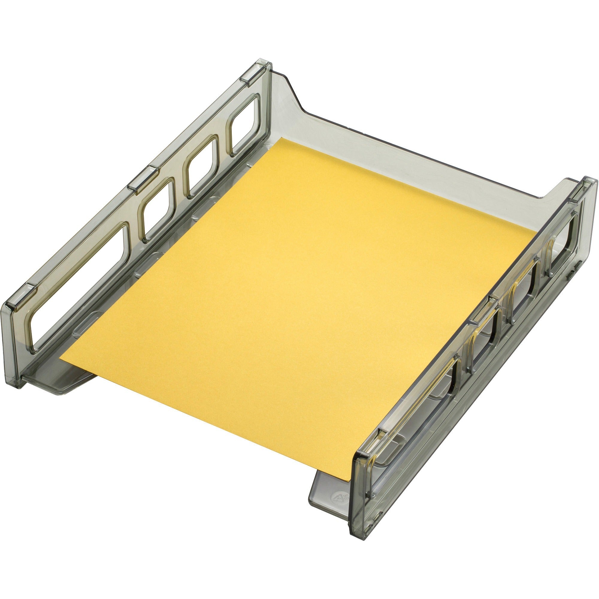 Officemate Front Load Letter Tray - 12.5" Height x 10.5" Width x 2.9" DepthDesktop - Stackable, Durable - Smoke - 1 Each - 