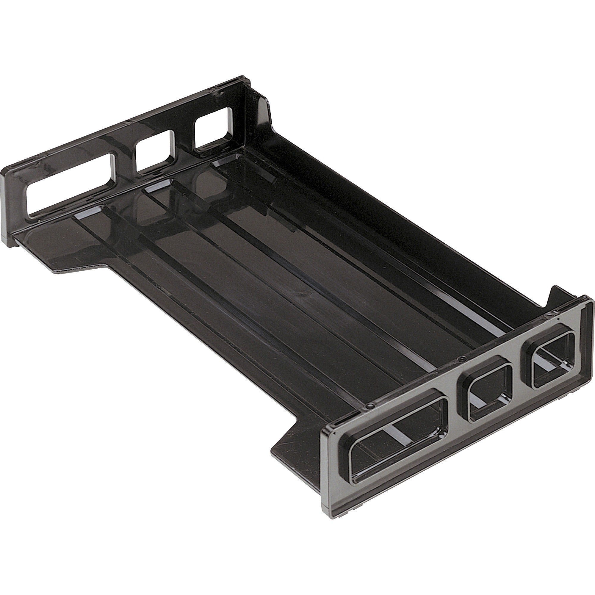 Officemate Side-Loading Desk Tray - 2.8" Height x 16.3" Width x 9" DepthDesktop - Stackable, Durable, Non-stick, Carrying Handle, Portable - Black - Plastic - 1 Each