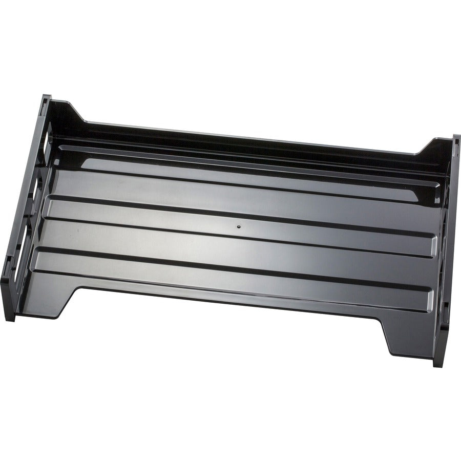 Officemate Side-Loading Desk Tray - 2.8" Height x 16.3" Width x 9" DepthDesktop - Stackable, Durable, Non-stick, Carrying Handle, Portable - Black - Plastic - 1 Each