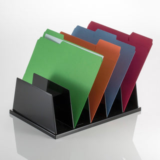 Officemate Desktop Sorter - 5 Compartment(s) - 9" Height x 13.5" Width x 5" DepthDesktop - Black - Plastic - 1 Each