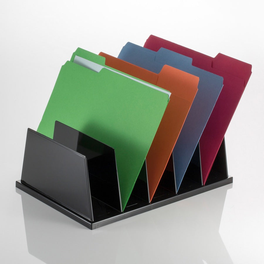 Officemate Desktop Sorter - 5 Compartment(s) - 9" Height x 13.5" Width x 5" DepthDesktop - Black - Plastic - 1 Each