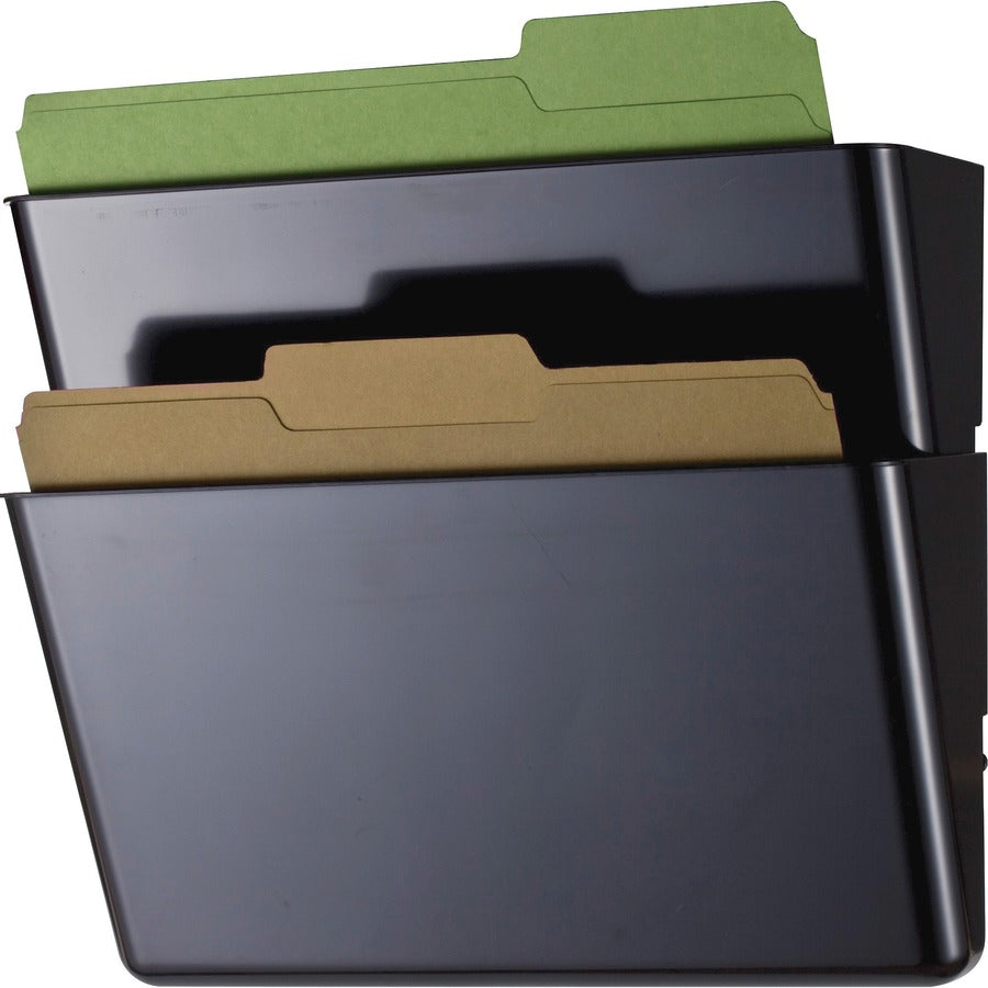 Officemate Mountable Wall File - 7" Height x 13" Width x 4.1" Depth - Black - Plastic - 2 / Box