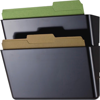 Officemate Mountable Wall File - 7" Height x 13" Width x 4.1" Depth - Black - Plastic - 2 / Box
