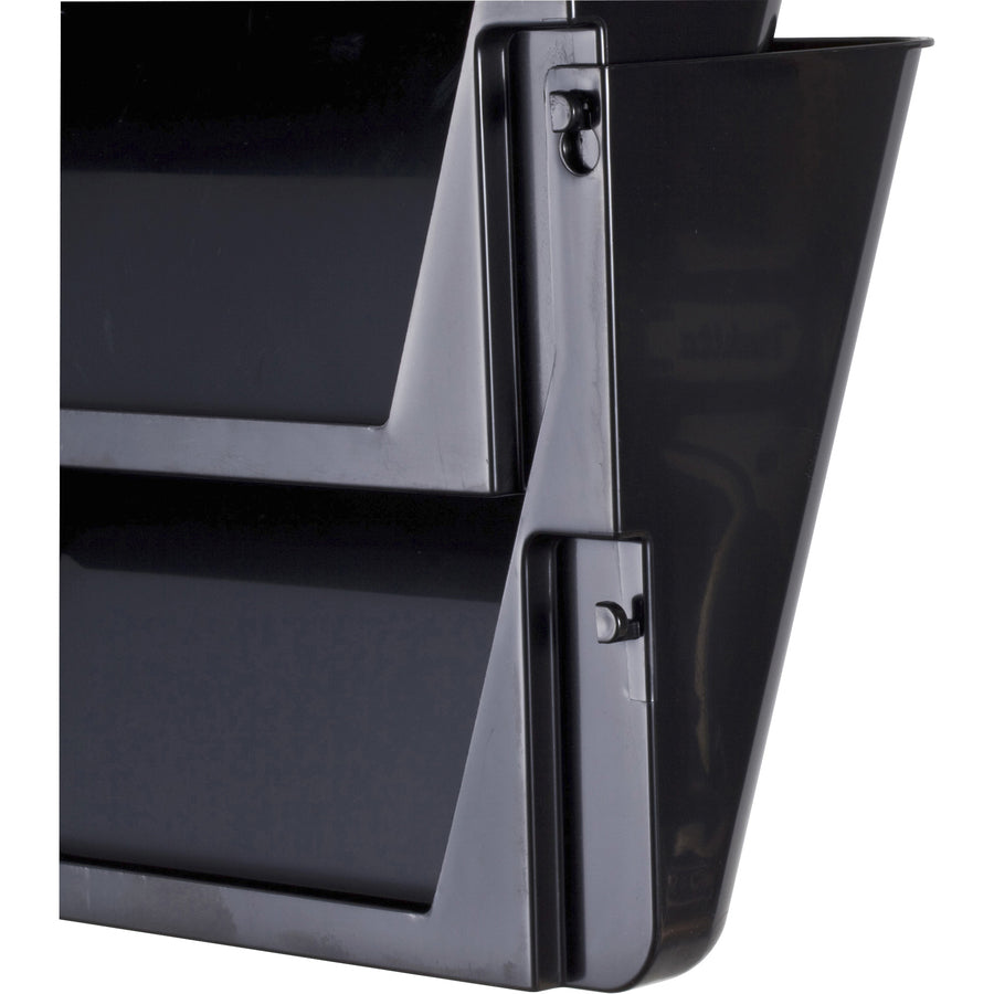 Officemate Mountable Wall File - 7" Height x 13" Width x 4.1" Depth - Black - Plastic - 2 / Box - 