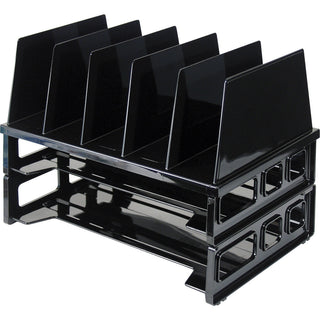 Officemate Sorter with Letter Trays - 5 Compartment(s) - 10.3" Height x 13.5" Width x 9.1" DepthDesktop - Stackable - Black - 1 / Pack - 