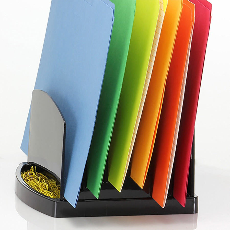 Officemate 2200 Series Incline Sorter - 6 Compartment(s) - 6.4" Height x 7.5" Width x 7.5" DepthDesktop - Black - Plastic - 1 Each