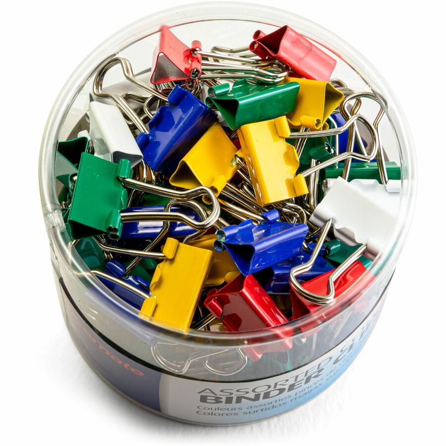 Officemate Binder Clips - Mini - 0.25" Size Capacity - 60 / Pack - Assorted - Metal