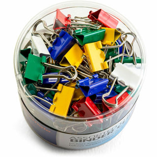 Officemate Binder Clips - Mini - 0.25" Size Capacity - 60 / Pack - Assorted - Metal