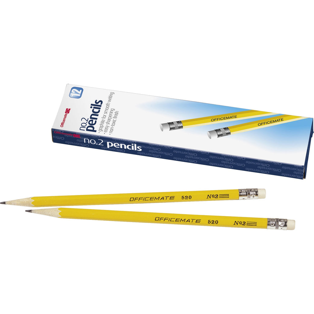 Officemate No. 2 Wood Pencils - #2 Lead - Yellow Wood Barrel - 1 Dozen