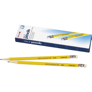 Officemate No. 2 Wood Pencils - #2 Lead - Yellow Wood Barrel - 1 Dozen