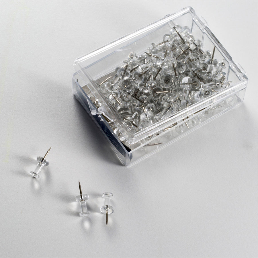 Officemate Precision Pushpins - 0.5" Length x 0.3" Diameter - 100 / Box - Clear - 