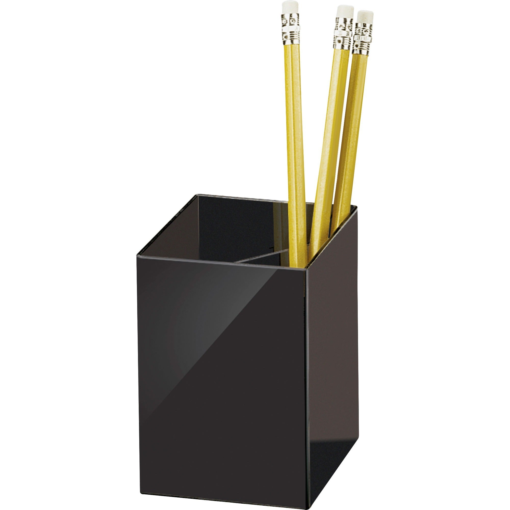 Officemate 3-Compartment Pencil Cup - 4" x 2.9" x 2.9" x - 1 Each - Black - 1