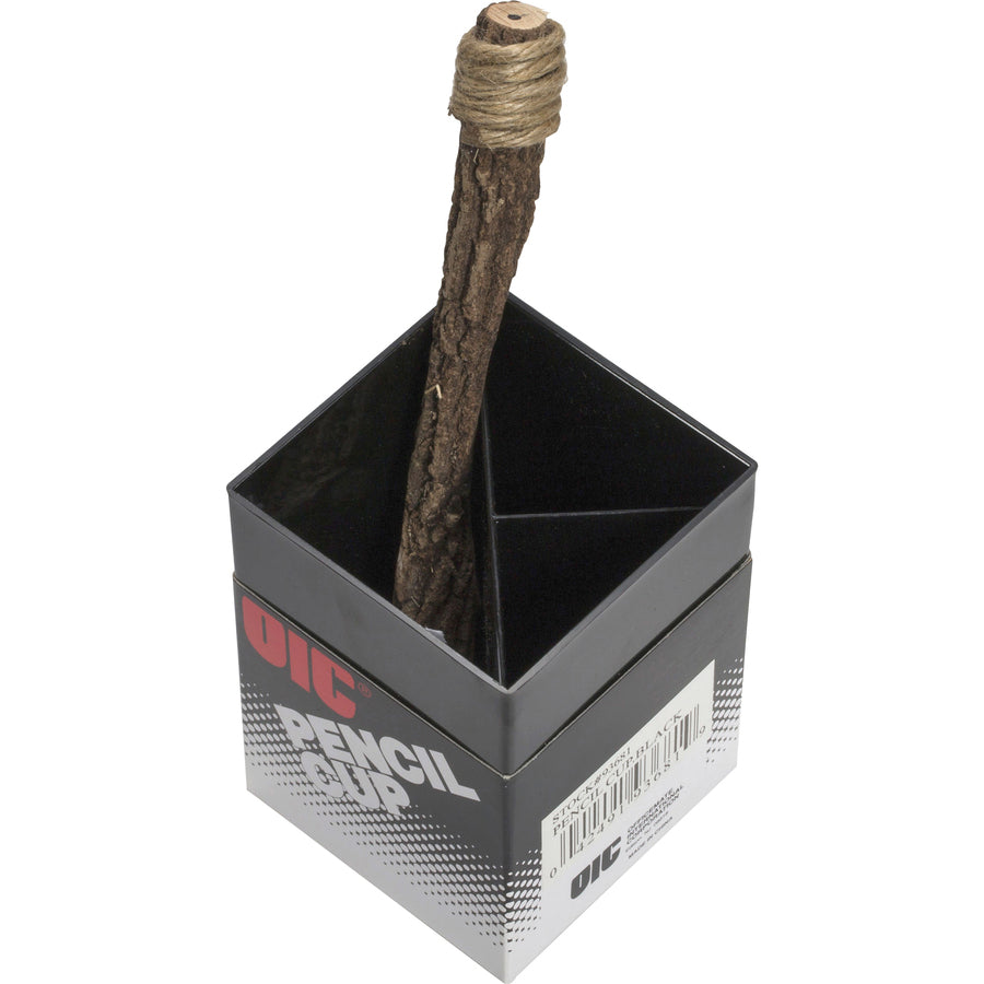 Officemate 3-Compartment Pencil Cup - 4" x 2.9" x 2.9" x - 1 Each - Black - 3