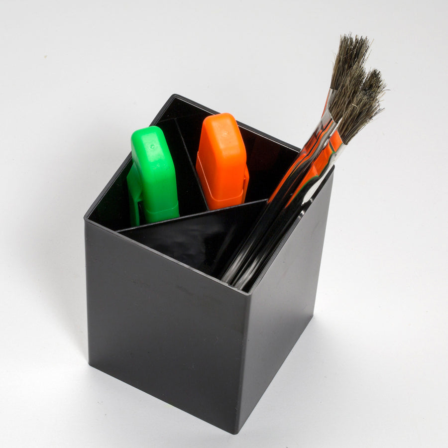 Officemate 3-Compartment Pencil Cup - 4" x 2.9" x 2.9" x - 1 Each - Black - 2