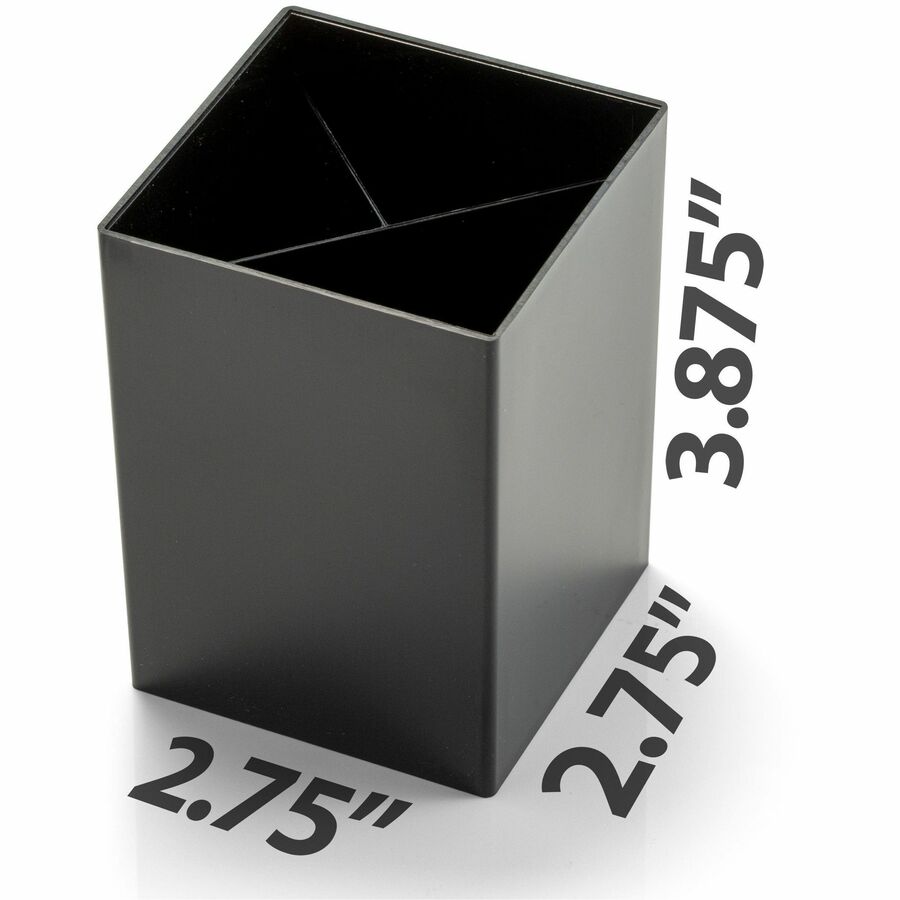 Officemate 3-Compartment Pencil Cup - 4" x 2.9" x 2.9" x - 1 Each - Black