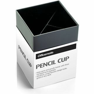 Officemate 3-Compartment Pencil Cup - 4" x 2.9" x 2.9" x - 1 Each - Black