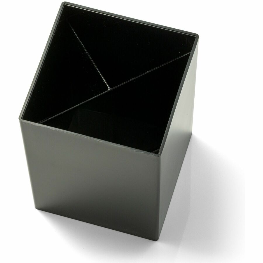Officemate 3-Compartment Pencil Cup - 4" x 2.9" x 2.9" x - 1 Each - Black