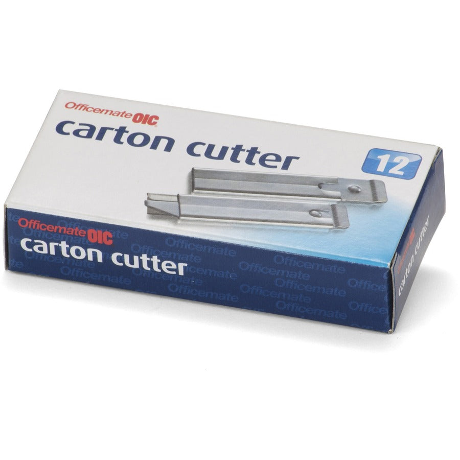 Officemate Single-Sided Razor Blade Carton Cutter - Steel - 4" Length - 12 / Box