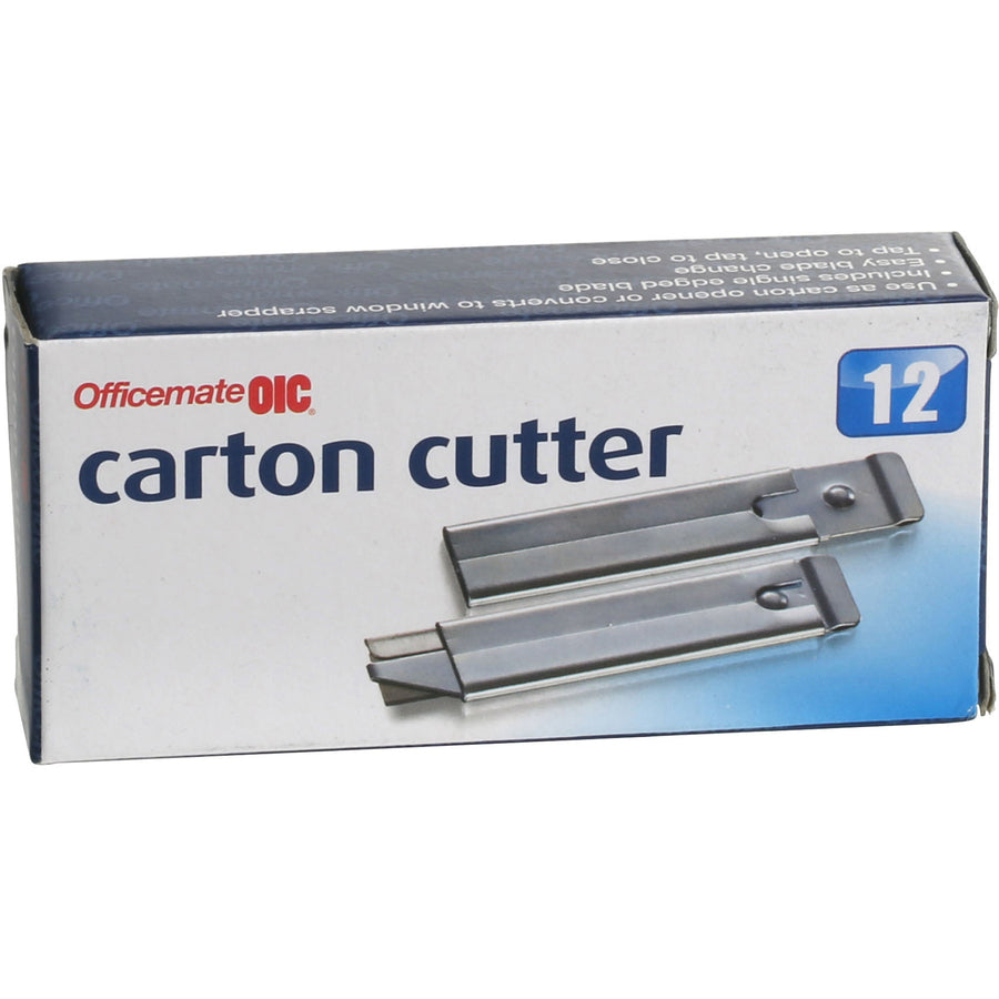 Officemate Single-Sided Razor Blade Carton Cutter - Steel - 4" Length - 12 / Box - 