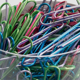 Officemate Translucent Vinyl Paper Clips - Jumbo - 2" Length x 0.5" Width - 200 / Pack - Blue, Red, Green, Silver, Purple - Vinyl