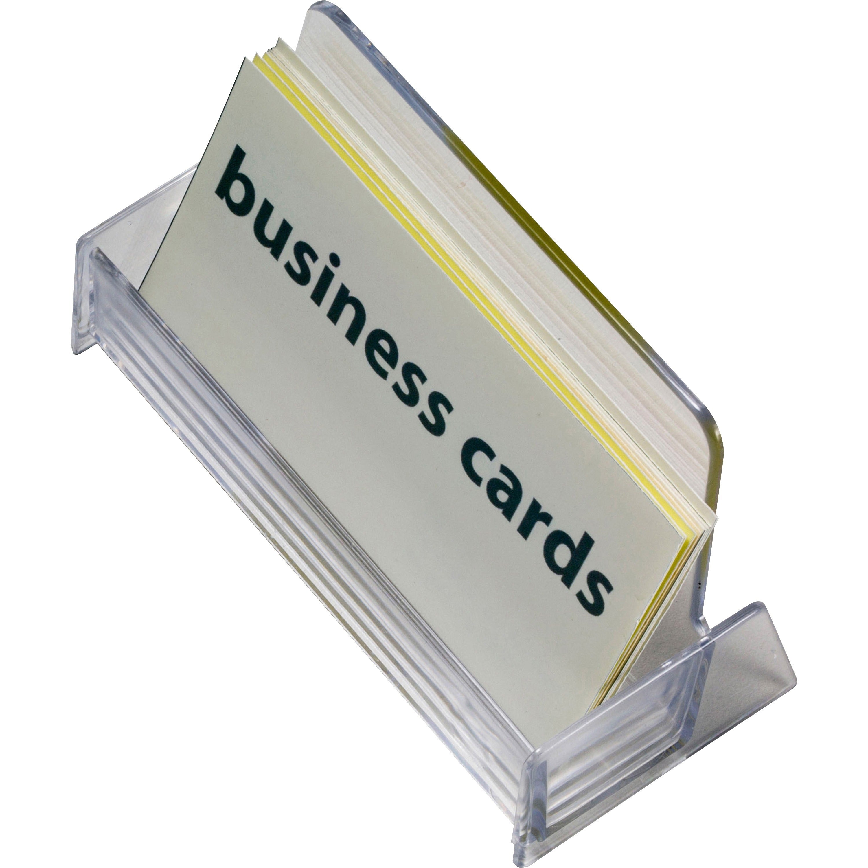 Officemate Business Card Holder, Holds Up to 50 Cards, Clear (97832) - 1.9" x 3.9" x 2.4" , Plastic, Clear, 1 Each - 