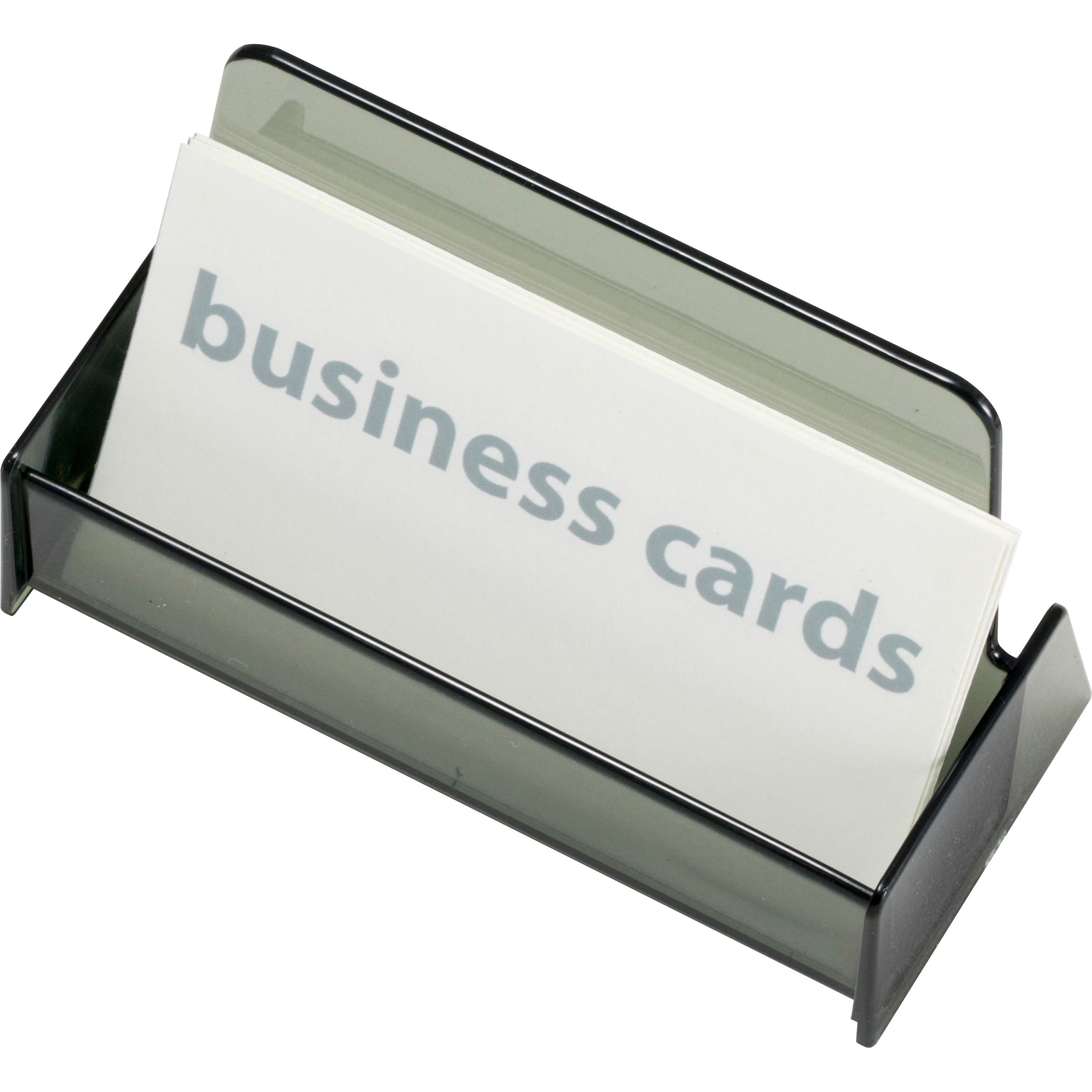 Officemate Business Card Holders - 1.9" x 3.9" x 2.4" x - Plastic - 1 Each - Smoke - 