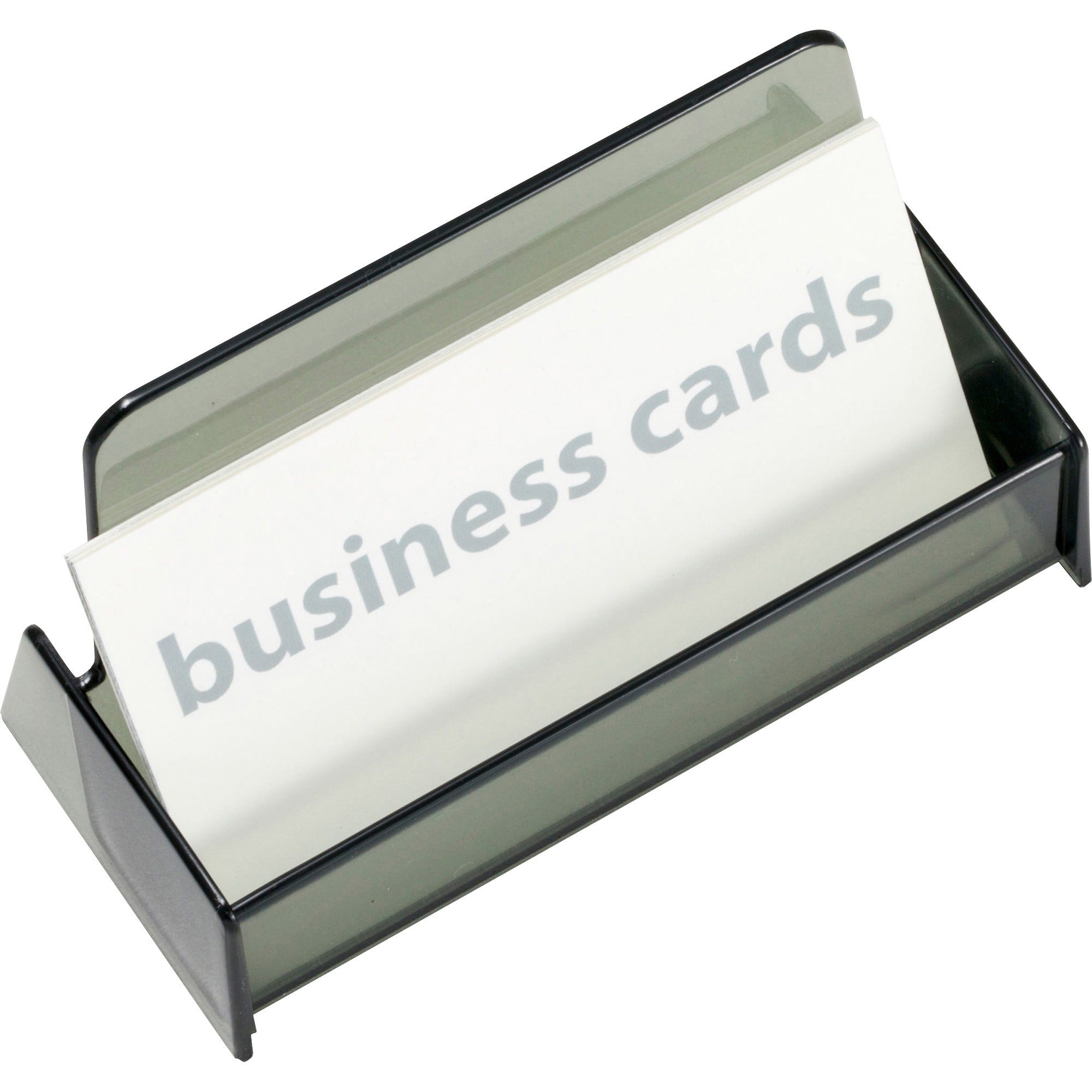 Officemate Business Card Holders - 1.9" x 3.9" x 2.4" x - Plastic - 1 Each - Smoke - 