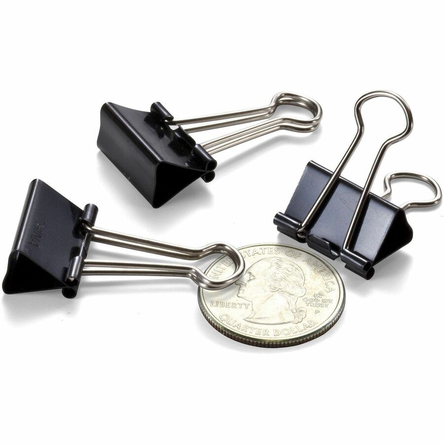 Officemate Binder Clips - Small - 0.8" Width - 0.37" Size Capacity - 12 / Box - Black