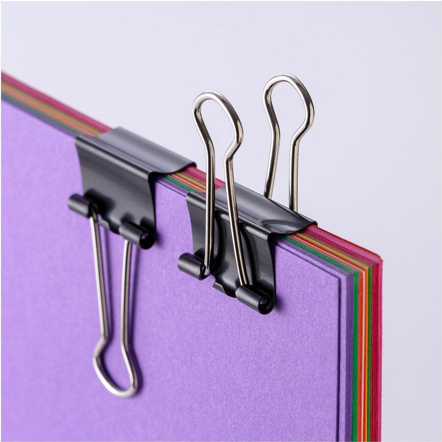 Officemate Binder Clips - Small - 0.8" Width - 0.37" Size Capacity - 12 / Box - Black